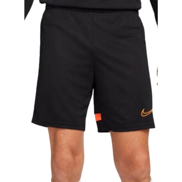 NIKE Men's Academy Dri-Fit Shorts Football Soccer Futbol Black/Orange Sm L XL - Picture 1 of 2
